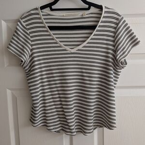 Cyrus Black and White Striped V-Neck Tee